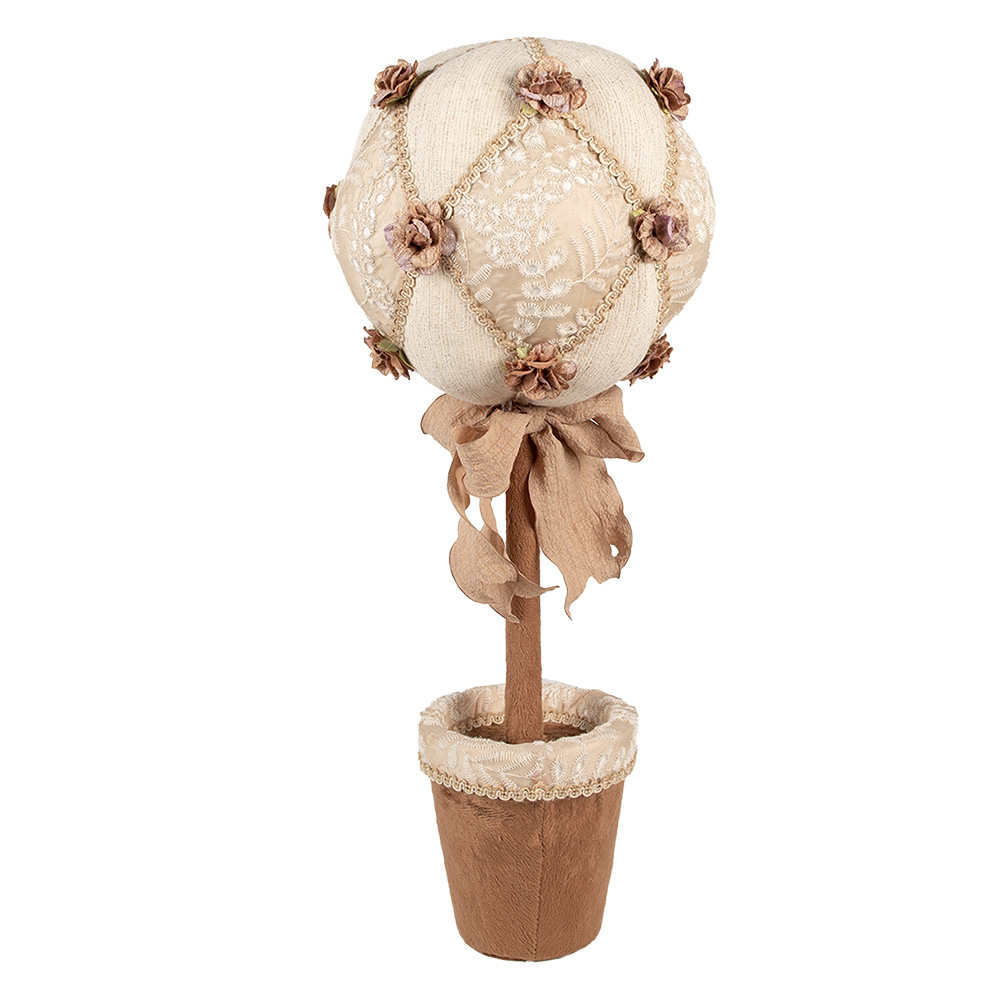 Decoratie Beeld Bloem Ø 20X50 Cm Beige Textiel-image