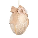 Clayre & Eef Ciondolo di Pasqua Uovo Ø 11x17 cm Beige Tessuto su plastica