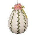 Clayre & Eef Pendentif de Pâques Œuf Ø 18x27 cm Blanc Textile sur plastique