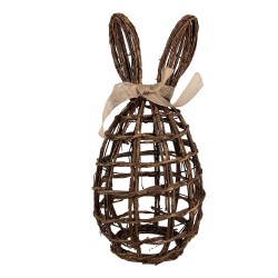Clayre & Eef Figurine décorative Lapin 23x22x45 cm Marron Rotin Fer