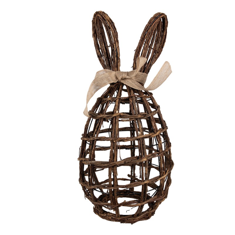 Clayre & Eef Decorative Figurine Rabbit 23x22x45 cm Brown Rotan Iron