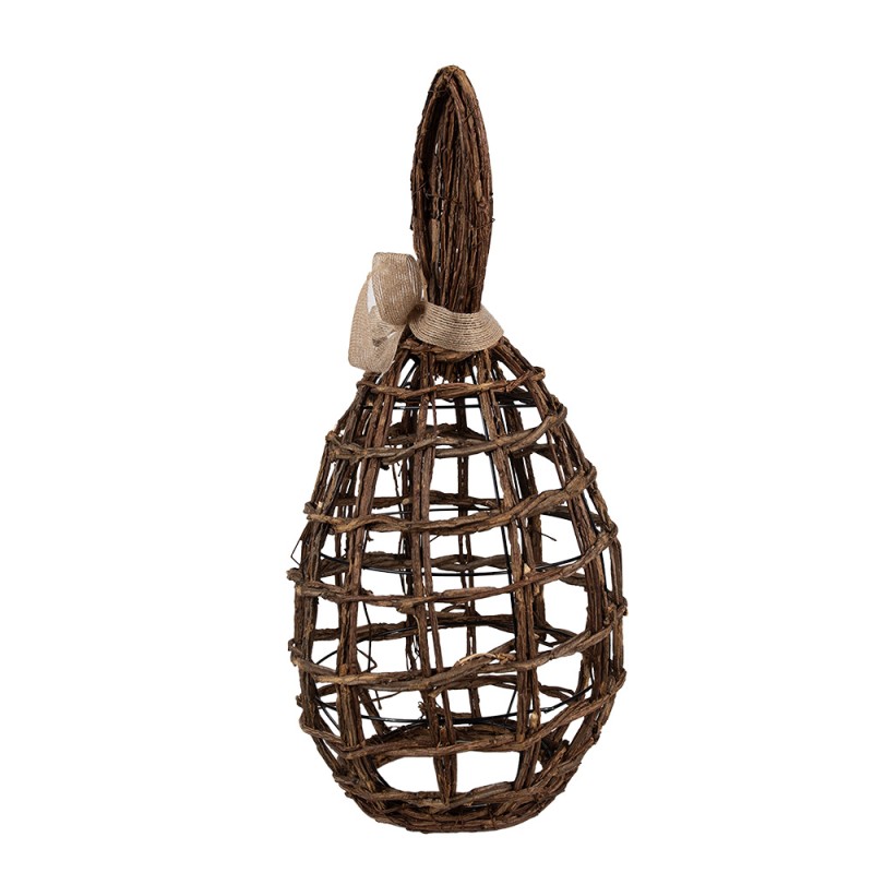 Clayre & Eef Decorative Figurine Rabbit 23x22x45 cm Brown Rotan Iron