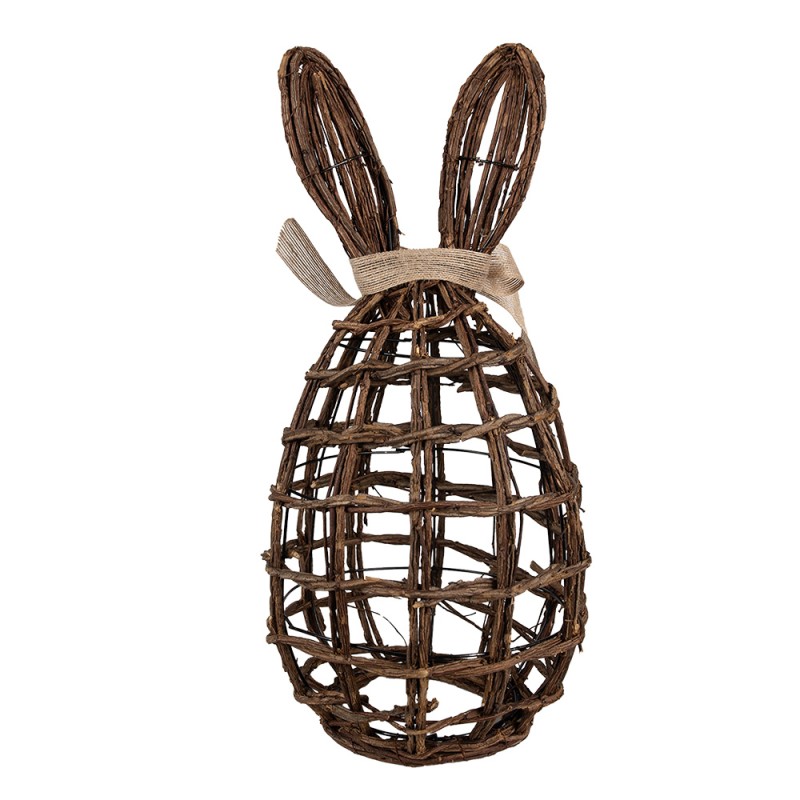 Clayre & Eef Decorative Figurine Rabbit 23x22x45 cm Brown Rotan Iron