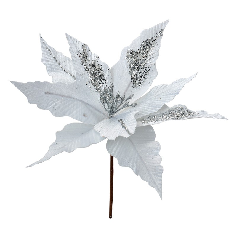 Clayre & Eef Artificial Plant Poinsettia Ø 30x26 cm White Plastic