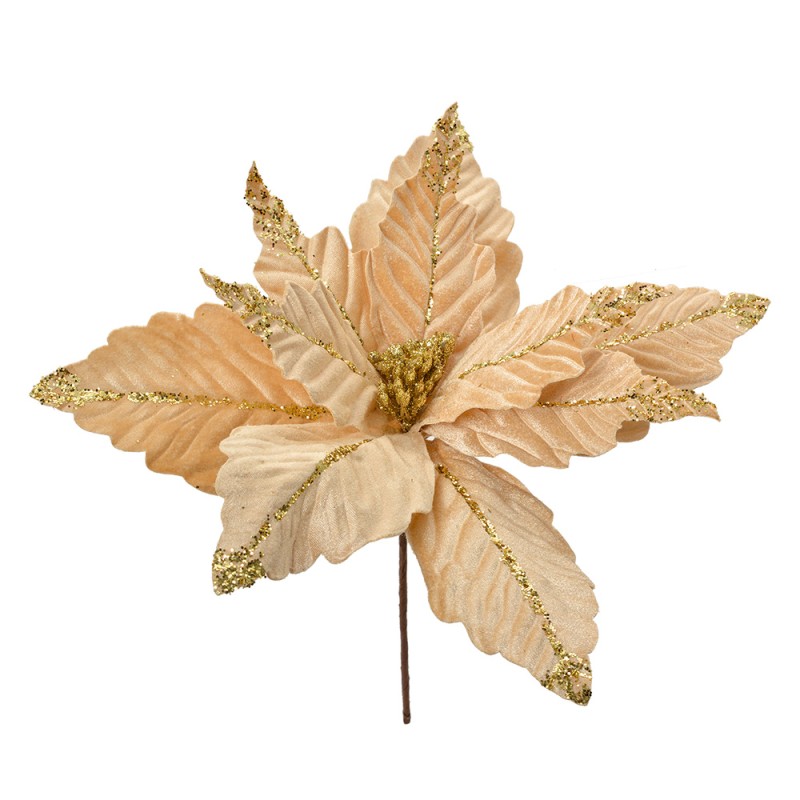 Clayre & Eef Plante artificielle Poinsettia Ø 36x36 cm Beige Plastique