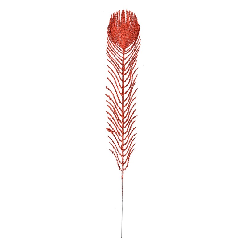 Clayre & Eef Decoration Feather 7x42 cm Red Plastic