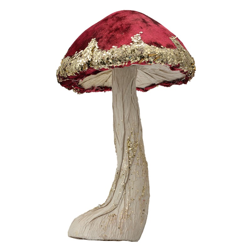 Clayre & Eef Figurine décorative Champignon Ø 17x29 cm Rouge Plastique