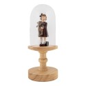 Clayre & Eef Cloche en Verre Ø 14x34 cm Marron Bois Verre