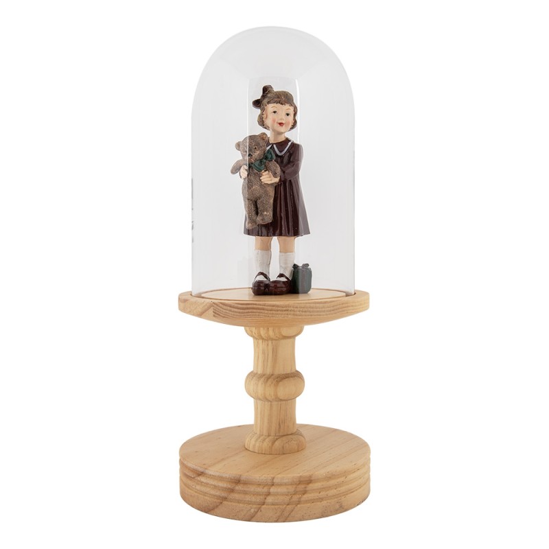 Clayre & Eef Cloche en Verre Ø 14x34 cm Marron Bois Verre