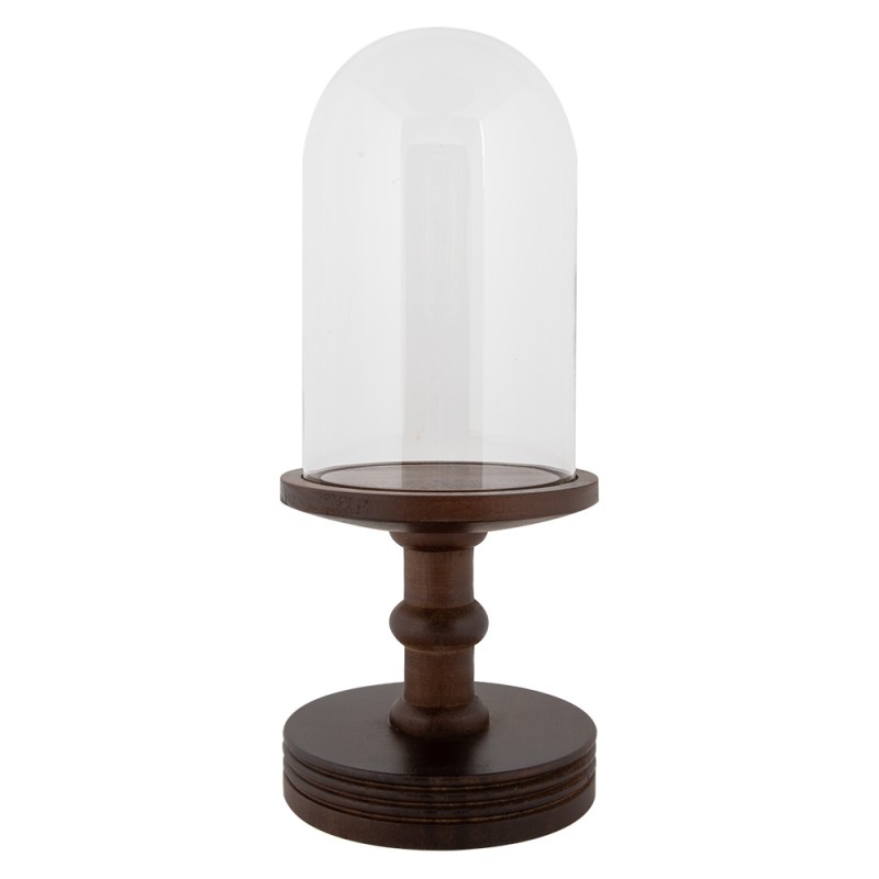 Clayre & Eef Glazen Stolp Ø 14x34 cm Bruin Hout Glas