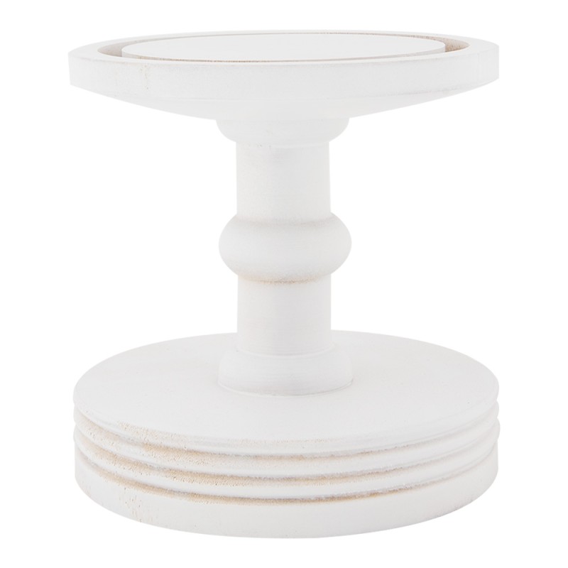 Clayre & Eef Glass Bell Jar Ø 17x40 cm White Wood Glass
