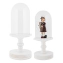Clayre & Eef Glass Bell Jar Ø 17x40 cm White Wood Glass
