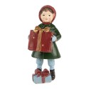 Clayre & Eef Statuetta decorativa di Natale Ragazza 12 cm Verde Rosso Plastica