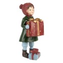 Clayre & Eef Statuetta decorativa di Natale Ragazza 12 cm Verde Rosso Plastica