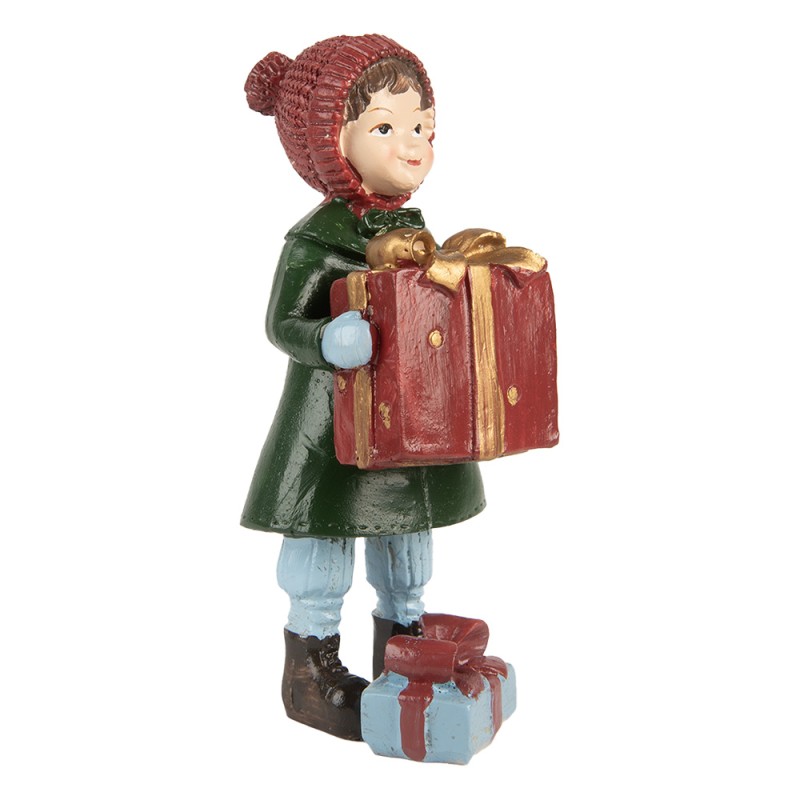 Clayre & Eef Statuetta decorativa di Natale Ragazza 12 cm Verde Rosso Plastica
