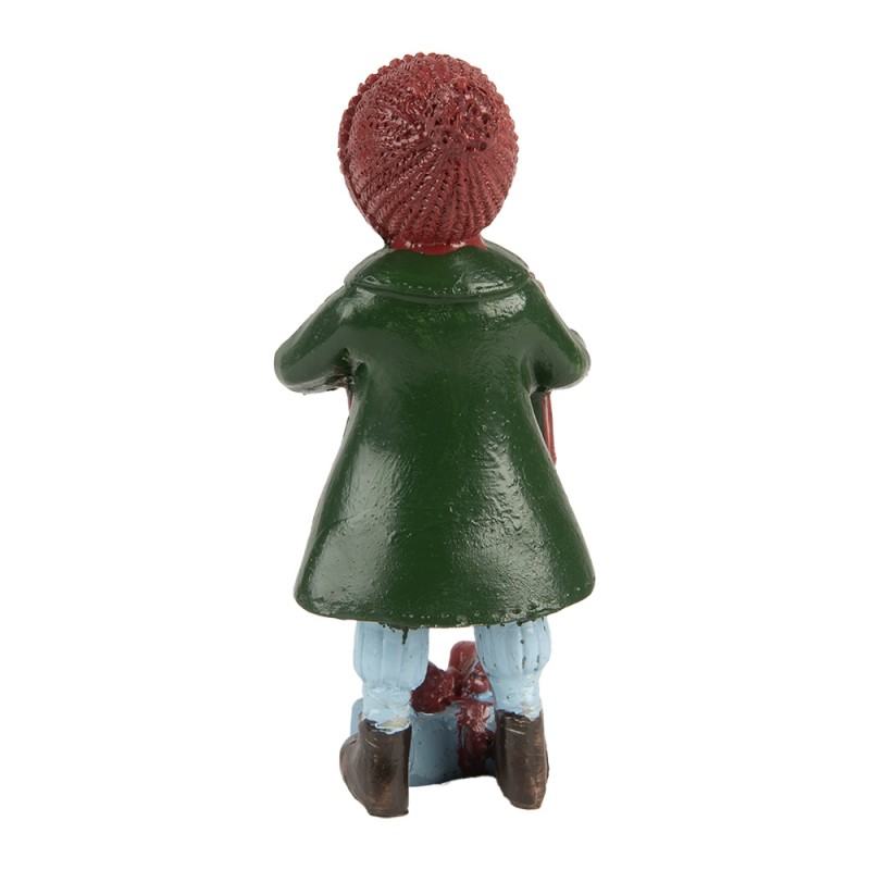 Clayre & Eef Statuetta decorativa di Natale Ragazza 12 cm Verde Rosso Plastica