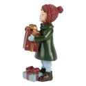 Clayre & Eef Statuetta decorativa di Natale Ragazza 12 cm Verde Rosso Plastica