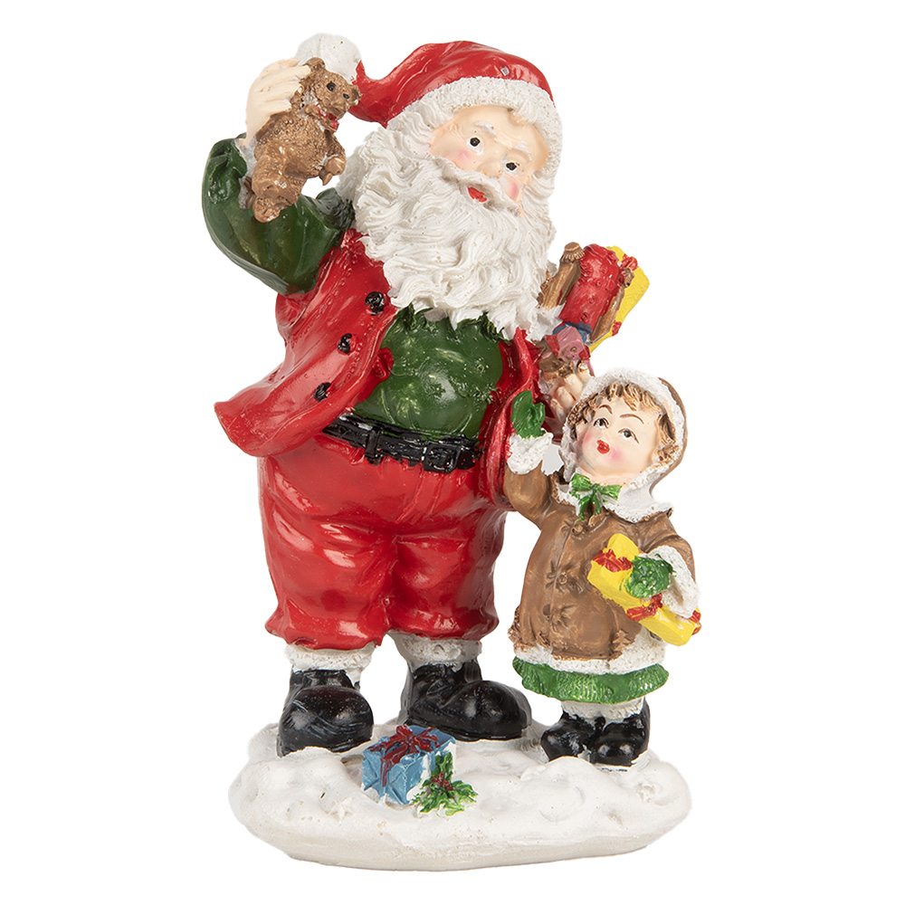 Clayre & Eef Kerstdecoratie Beeld Kerstman 13 cm Rood Kunststof afbeelding 1