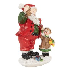 Clayre & Eef Statuetta decorativa di Natale Babbo Natale  13 cm Rosso Plastica