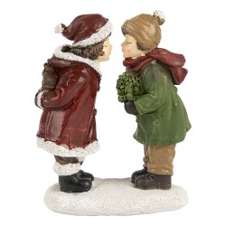 Clayre & Eef Kerstdecoratie Beeld Kinderen 12 cm Rood Groen Kunststof