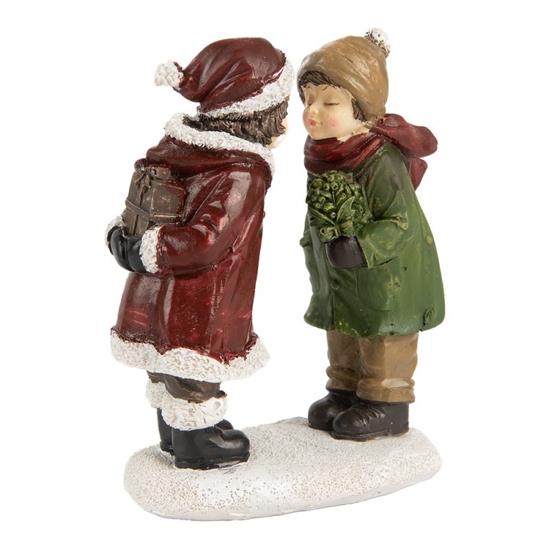 Clayre & Eef Statuetta decorativa di Natale Bambini 12 cm Rosso Verde  Plastica