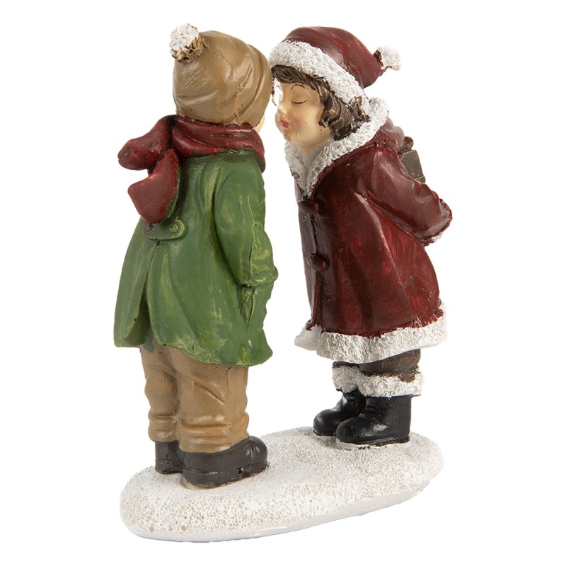 Clayre & Eef Statuetta decorativa di Natale Bambini 12 cm Rosso Verde  Plastica