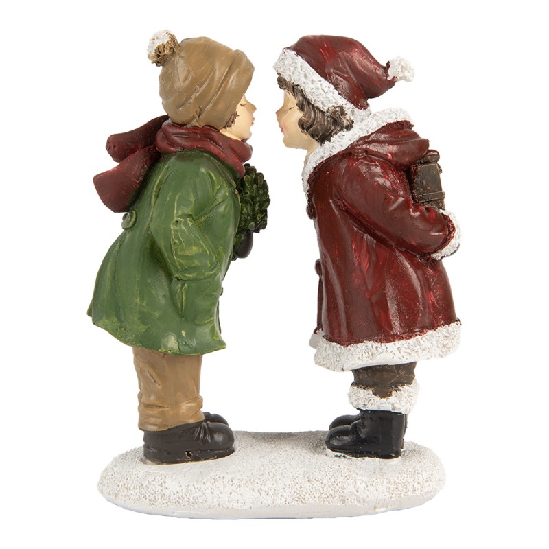 Clayre & Eef Statuetta decorativa di Natale Bambini 12 cm Rosso Verde  Plastica