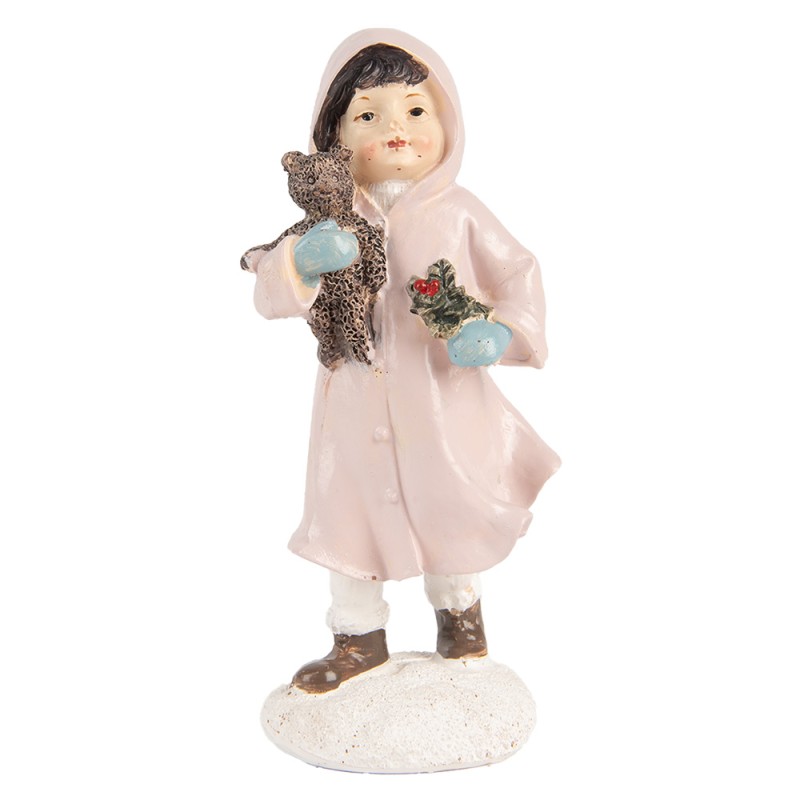 Clayre & Eef Statuetta decorativa Ragazza 12 cm Rosa Plastica