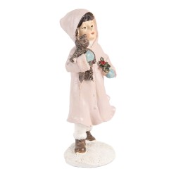 Clayre & Eef Decoratie Beeld Meisje 12 cm Roze Kunststof