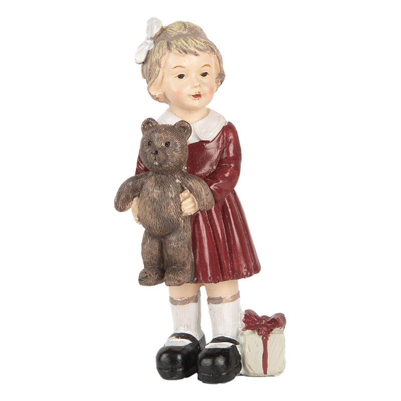 Clayre & Eef Statuetta decorativa di Natale Ragazza 13 cm Rosso Plastica