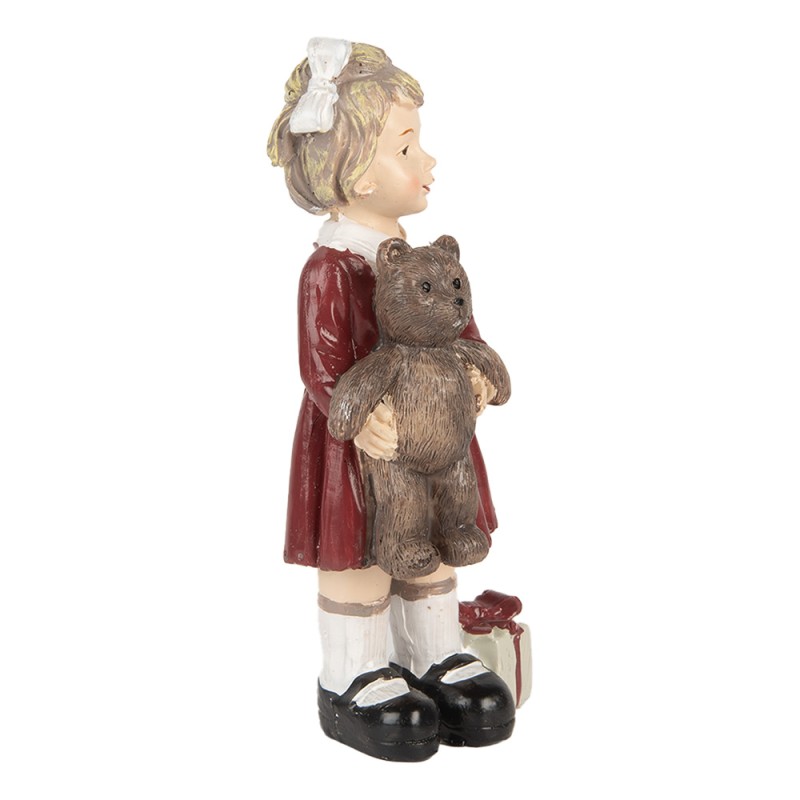 Clayre & Eef Statuetta decorativa di Natale Ragazza 13 cm Rosso Plastica