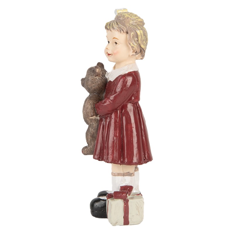 Clayre & Eef Statuetta decorativa di Natale Ragazza 13 cm Rosso Plastica