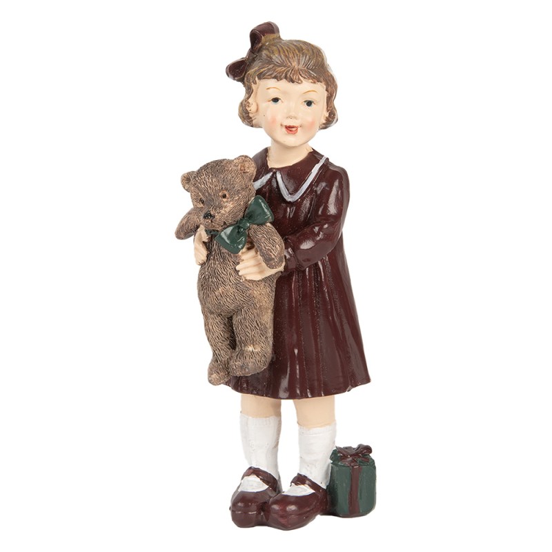 Clayre & Eef Statuetta decorativa di Natale Ragazza 15 cm Marrone Plastica