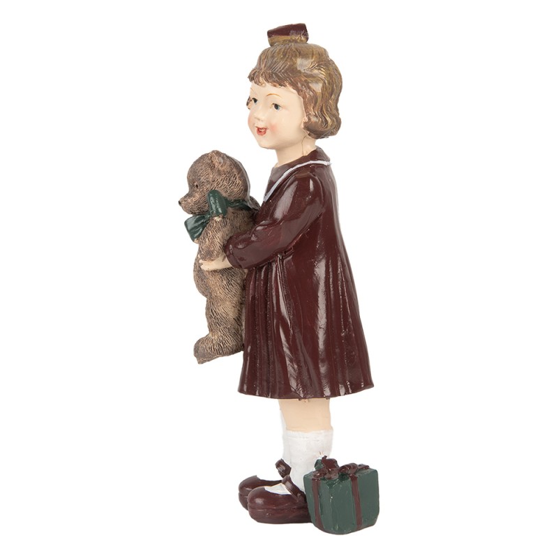 Clayre & Eef Statuetta decorativa di Natale Ragazza 15 cm Marrone Plastica