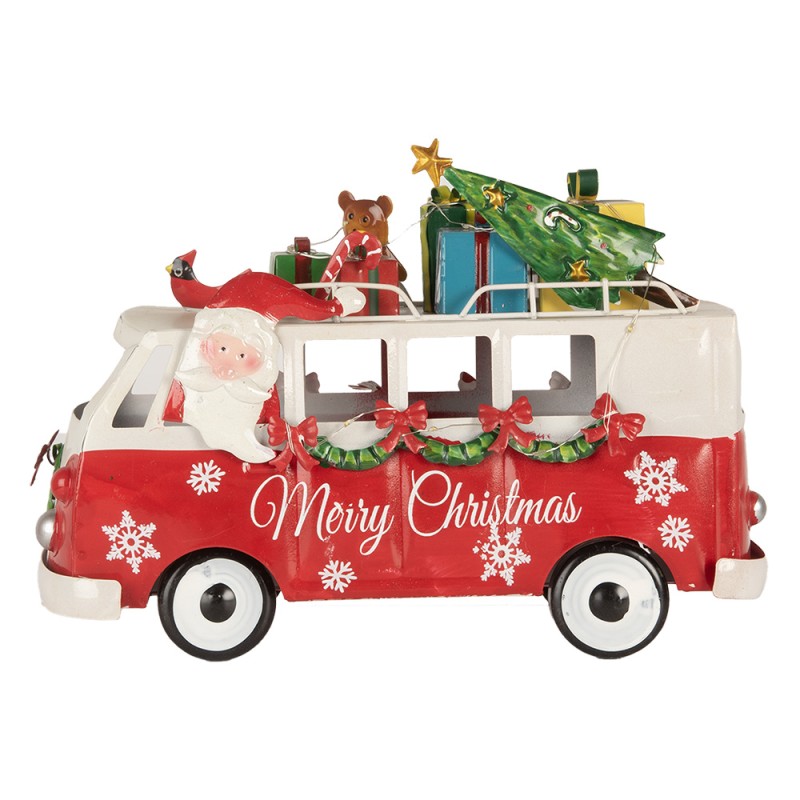 Clayre & Eef Christmas Decoration with LED Lighting Bus 31x15x21 cm Red Metal