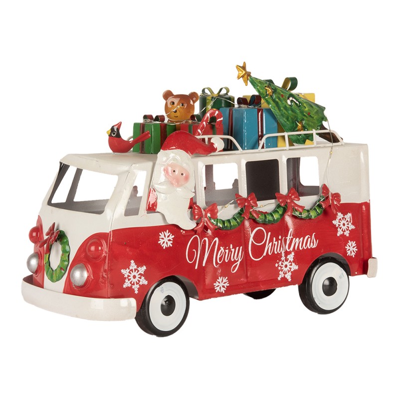 Clayre & Eef Christmas Decoration with LED Lighting Bus 31x15x21 cm Red Metal
