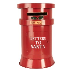 Clayre & Eef Decorazione di Natalizie Buca delle lettere Ø 24x38 cm Rosso Metallo