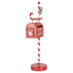 Clayre & Eef Decorazione di Natalizie Buca delle lettere 20x12x51 cm Rosso Metallo