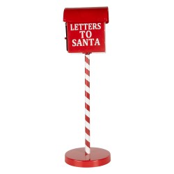 Clayre & Eef Decorazione di Natalizie Buca delle lettere Ø 15x50 cm Rosso Metallo