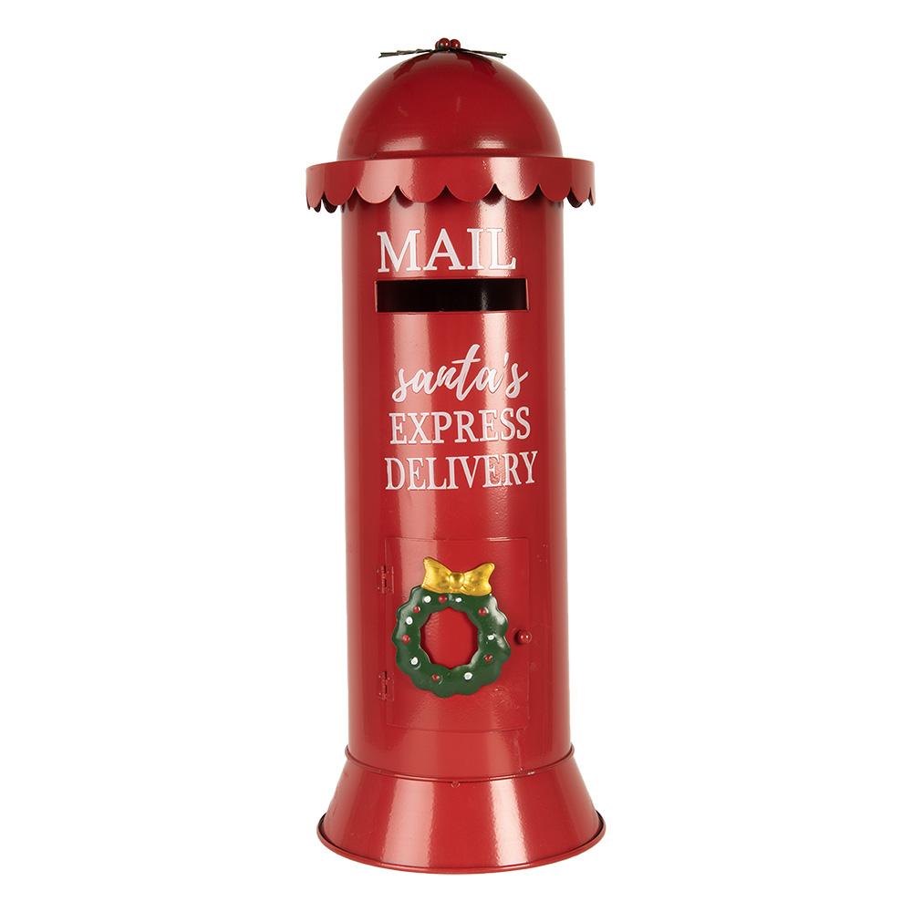 Clayre&Eef Kerstdecoratie BrievenbusØ 19x52 cm Rood Metaal afbeelding