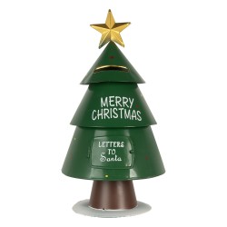 Clayre & Eef Decorazione di Natalizie Buca delle lettere Ø 18x35 cm Verde Metallo