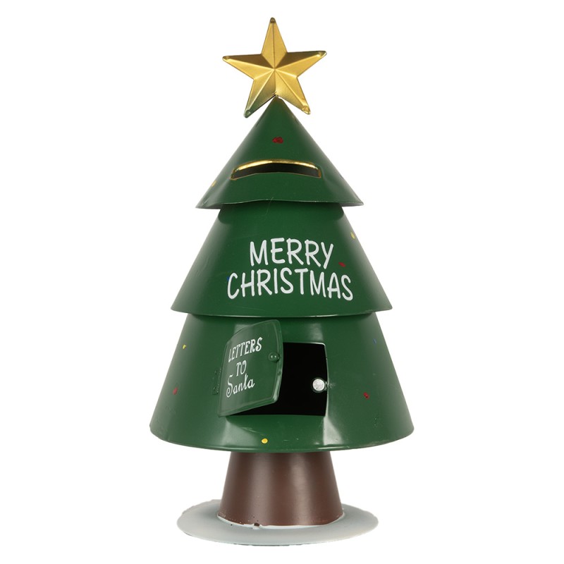 Clayre & Eef Weihnachtsdekoration Briefkasten Ø 18x35 cm Grün Metall