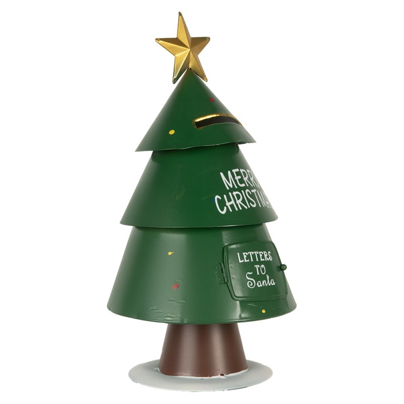 Clayre & Eef Weihnachtsdekoration Briefkasten Ø 18x35 cm Grün Metall