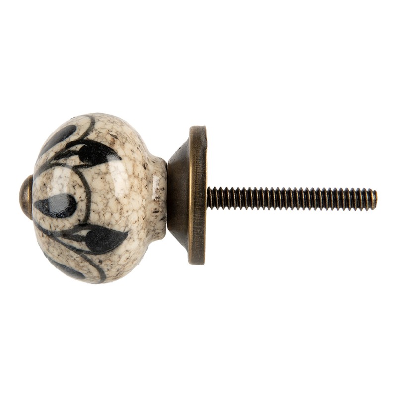Clayre & Eef Deurknop Ø 3x3 cm Grijs Keramiek