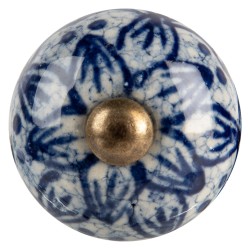 Clayre & Eef Door Knob Ø 3x3 cm Blue Ceramic