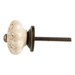 Clayre & Eef Door Knob Ø 4x3 cm Beige Ceramic