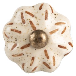 Clayre & Eef Door Knob Ø 4x3 cm Beige Ceramic