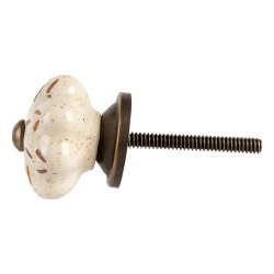 Clayre & Eef Door Knob Ø 4x3 cm Beige Ceramic