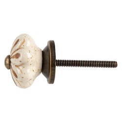 Clayre & Eef Door Knob Ø 4x3 cm Beige Ceramic