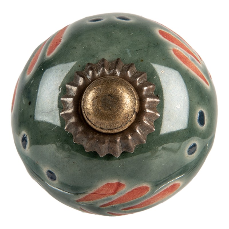 Clayre & Eef Door Knob Ø 3x3 cm Green Ceramic
